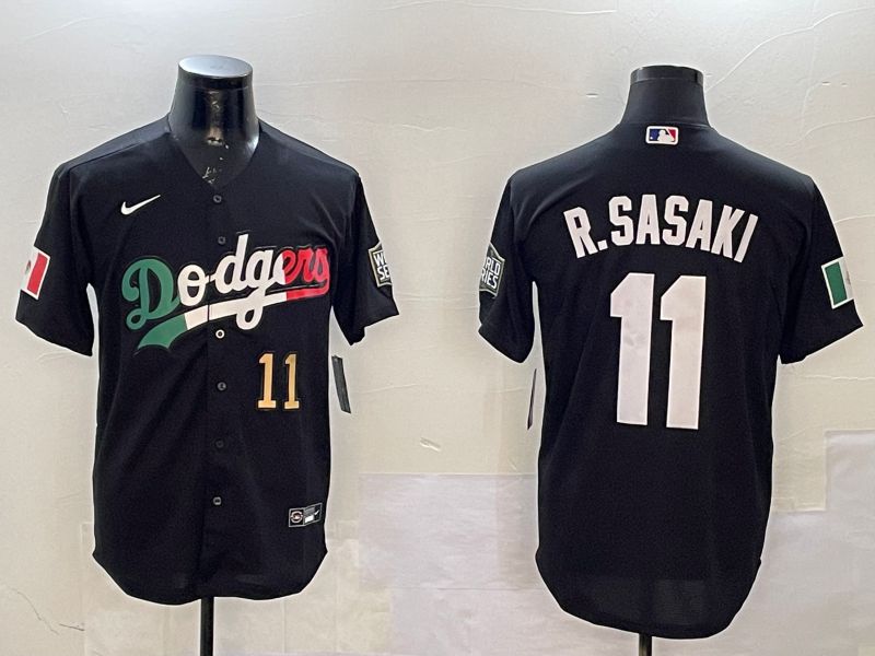 Men Los Angeles Dodgers #11 R.Sasaki Black Fashion Game 2025 Nike MLB Jersey style 6